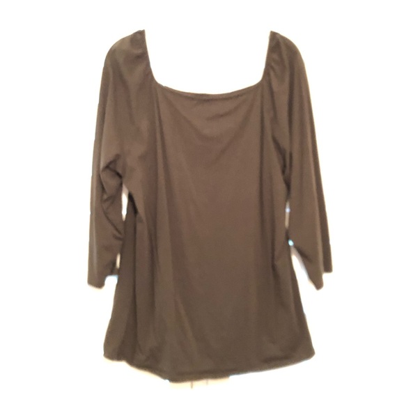 LOFT Tops - LOFTPlus brown square neck 3/4 sleeve blouse 16/18